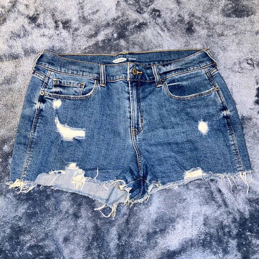 Old Navy Blue Distressed Boyfriend Jean Shorts